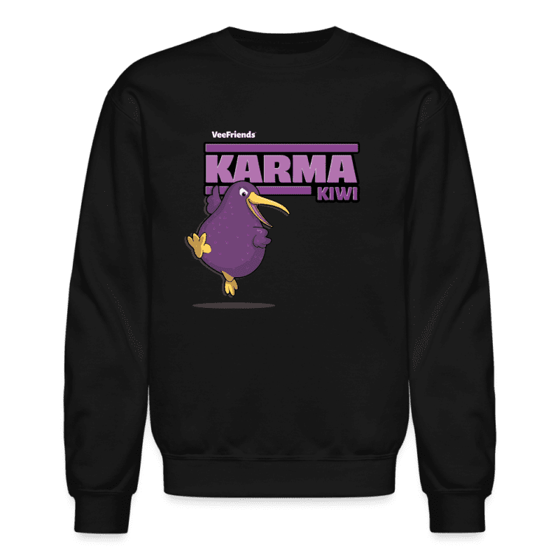 Karma Kiwi Character Comfort Adult Crewneck Sweatshirt - black