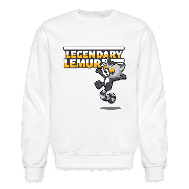 Legendary Lemur Character Comfort Adult Crewneck Sweatshirt - white