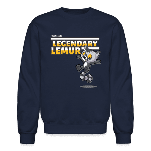 Legendary Lemur Character Comfort Adult Crewneck Sweatshirt - navy