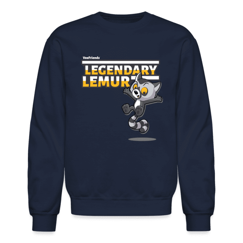 Legendary Lemur Character Comfort Adult Crewneck Sweatshirt - navy