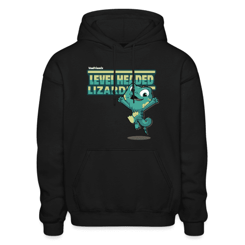 Level Headed Lizard Character Comfort Adult Hoodie - black