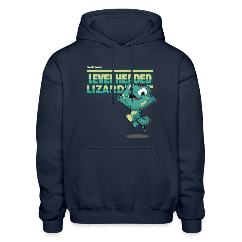 Level Headed Lizard Character Comfort Adult Hoodie - navy