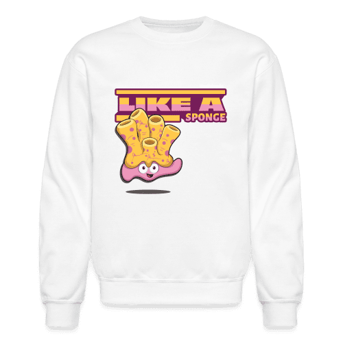 Like A Sponge Character Comfort Adult Crewneck Sweatshirt - white