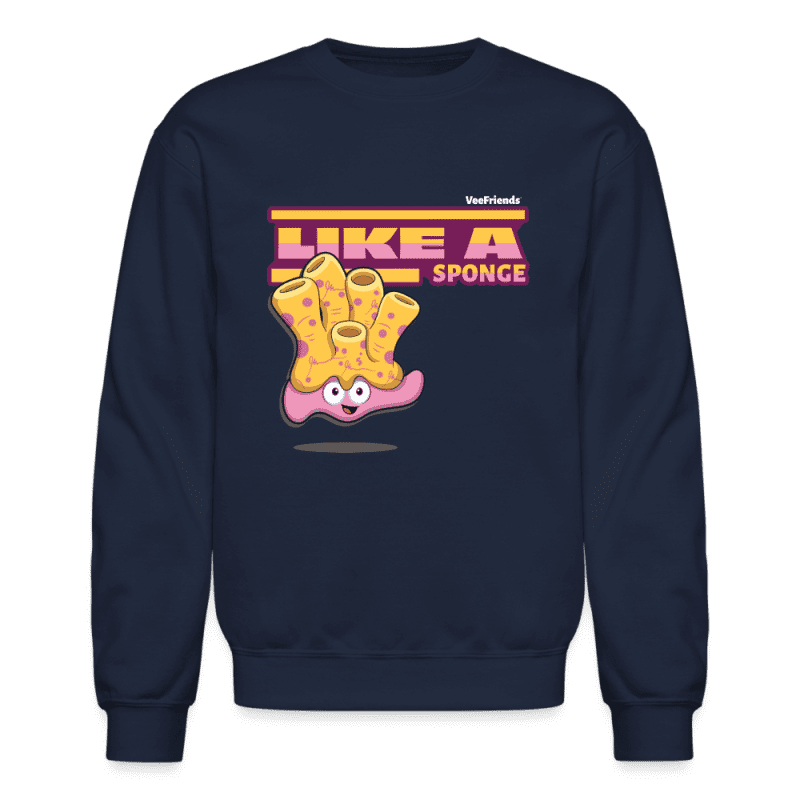 Like A Sponge Character Comfort Adult Crewneck Sweatshirt - navy