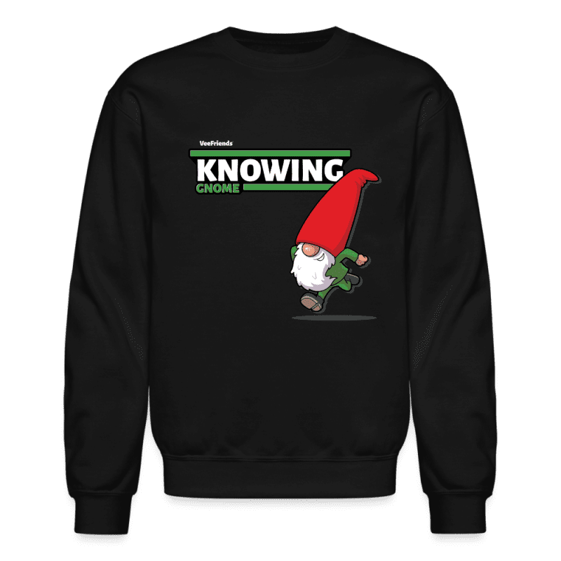 Knowing Gnome Character Comfort Adult Crewneck Sweatshirt - black