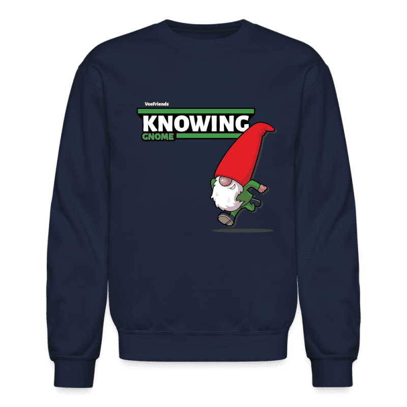 Knowing Gnome Character Comfort Adult Crewneck Sweatshirt - navy