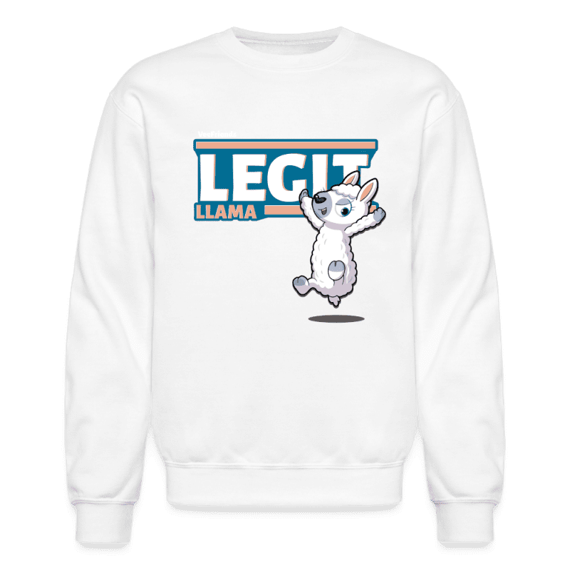 Legit Llama Character Comfort Adult Crewneck Sweatshirt - white