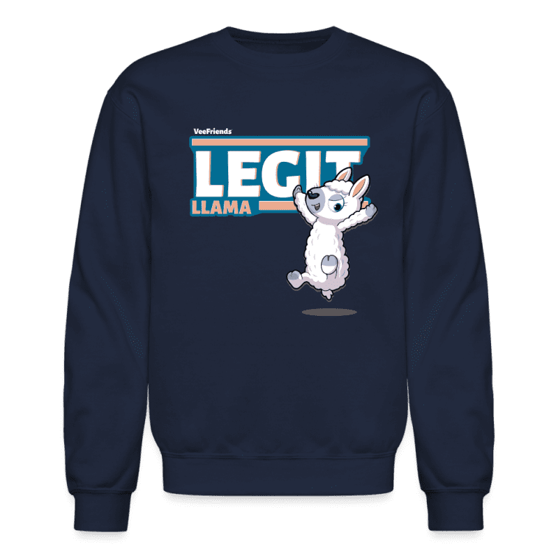 Legit Llama Character Comfort Adult Crewneck Sweatshirt - navy