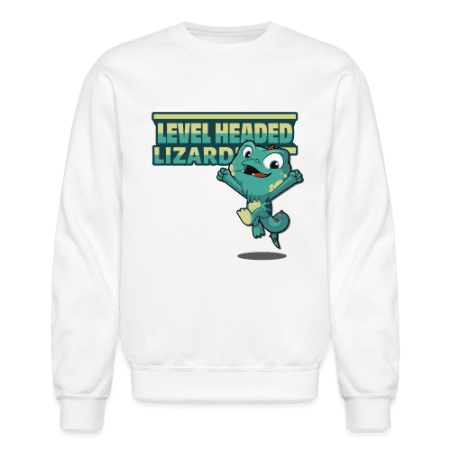 Level Headed Lizard Character Comfort Adult Crewneck Sweatshirt - white