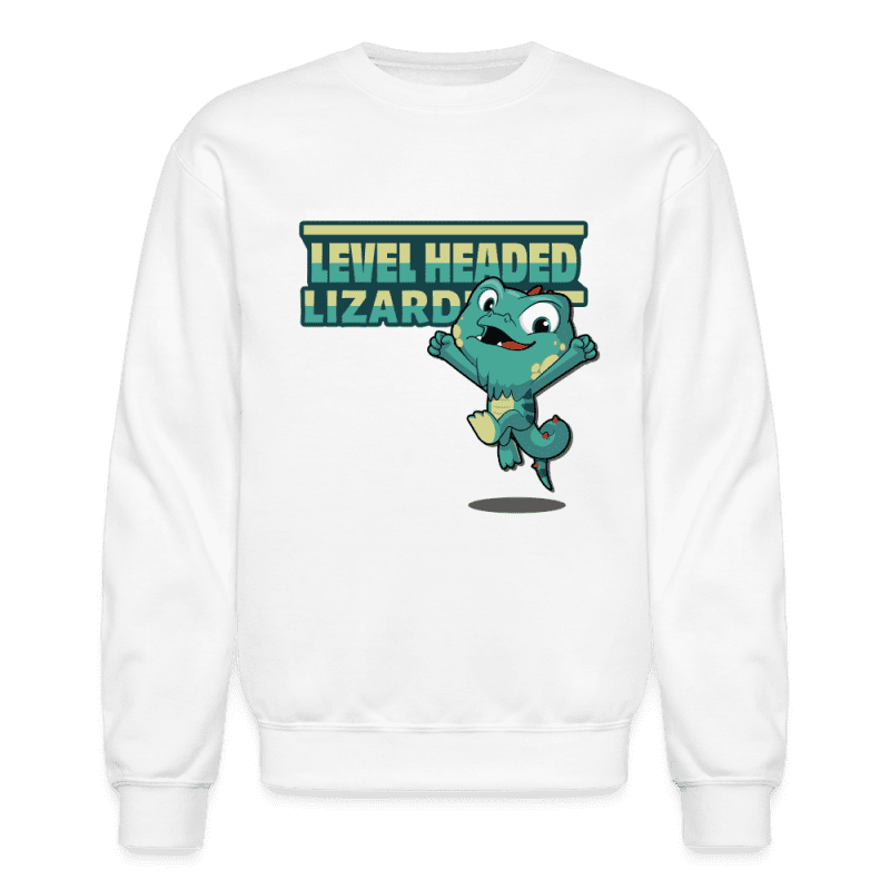 Level Headed Lizard Character Comfort Adult Crewneck Sweatshirt - white