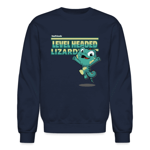 Level Headed Lizard Character Comfort Adult Crewneck Sweatshirt - navy