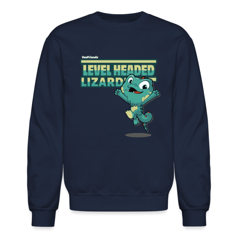 Level Headed Lizard Character Comfort Adult Crewneck Sweatshirt - navy