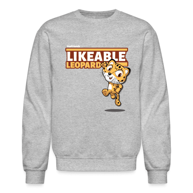 Likeable Leopard Character Comfort Adult Crewneck Sweatshirt - heather gray