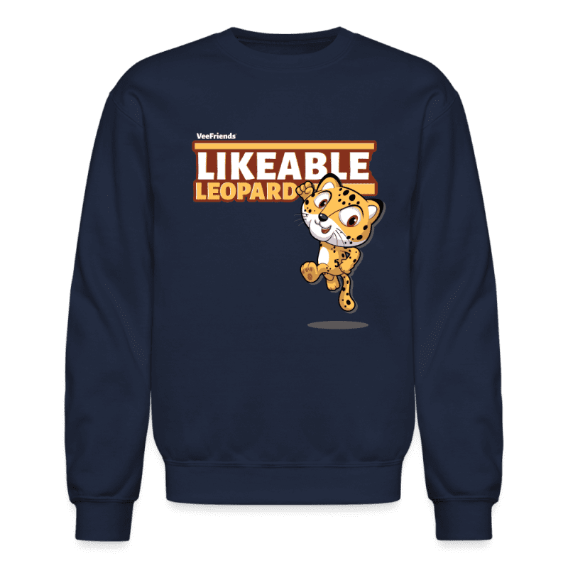 Likeable Leopard Character Comfort Adult Crewneck Sweatshirt - navy