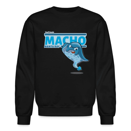 Macho Manta Ray Character Comfort Adult Crewneck Sweatshirt - black