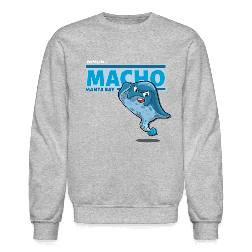 Macho Manta Ray Character Comfort Adult Crewneck Sweatshirt - heather gray