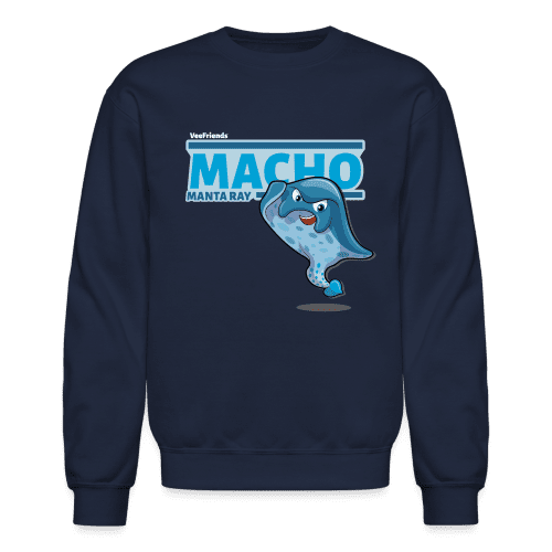 Macho Manta Ray Character Comfort Adult Crewneck Sweatshirt - navy