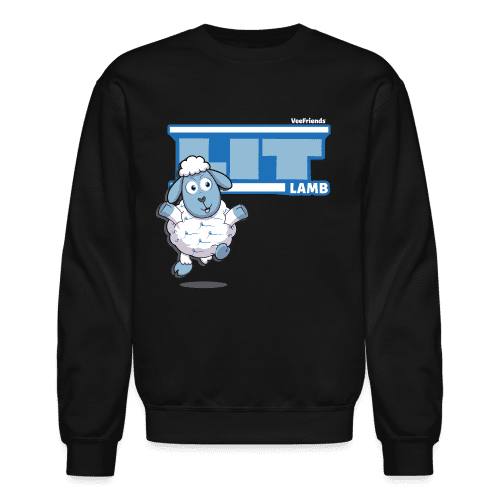 Lit Lamb Character Comfort Adult Crewneck Sweatshirt - black