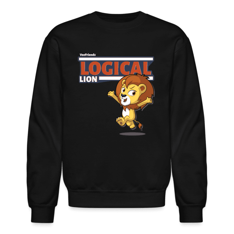 Logical Lion Character Comfort Adult Crewneck Sweatshirt - black