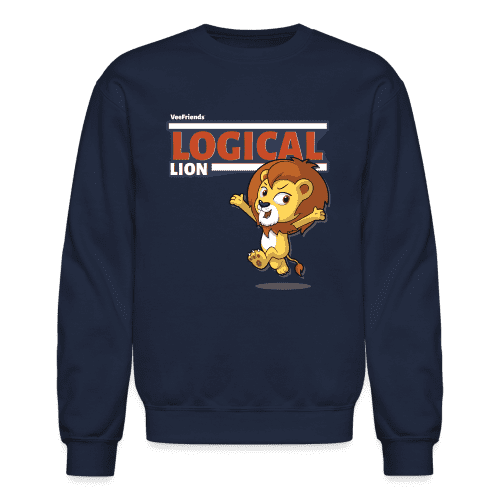 Logical Lion Character Comfort Adult Crewneck Sweatshirt - navy