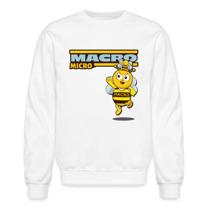 Macro Micro Character Comfort Adult Crewneck Sweatshirt - white