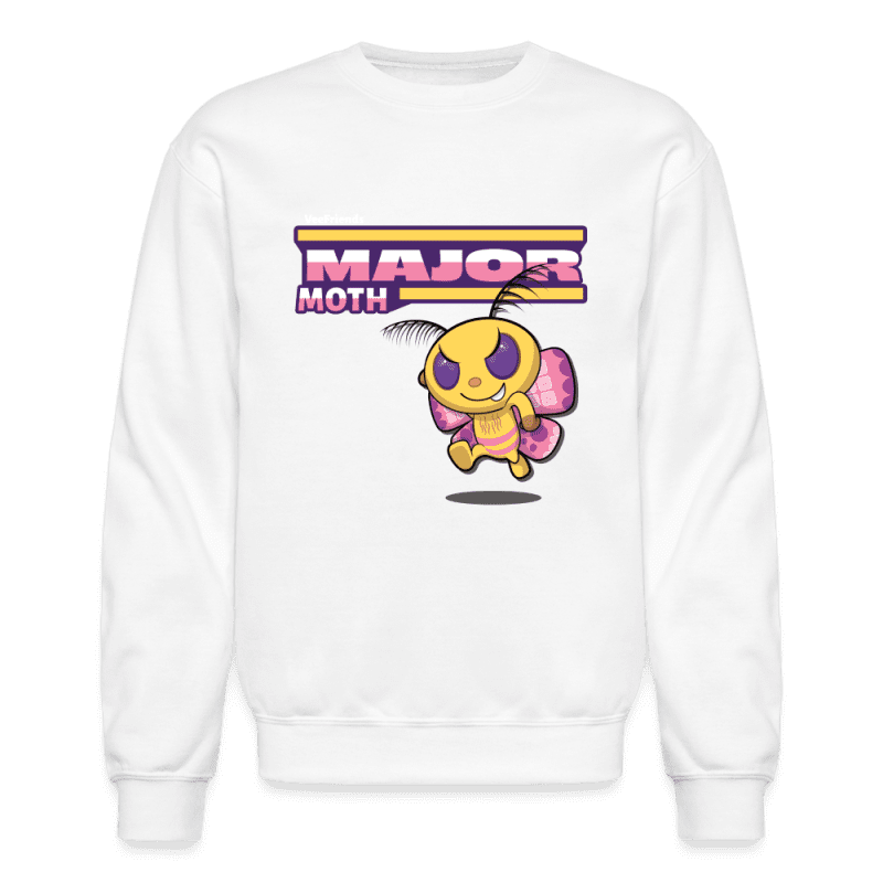 Major Moth Character Comfort Adult Crewneck Sweatshirt - white