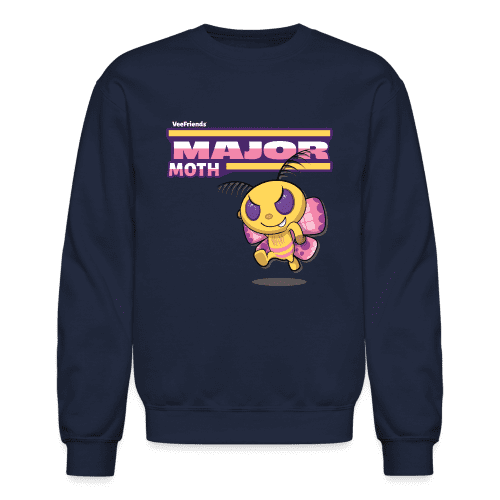 Major Moth Character Comfort Adult Crewneck Sweatshirt - navy