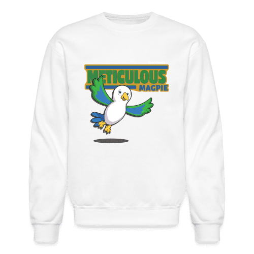 Meticulous Magpie Character Comfort Adult Crewneck Sweatshirt - white