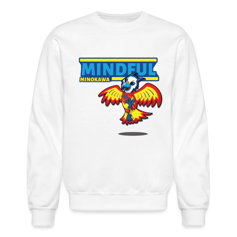 Mindful Minokawa Character Comfort Adult Crewneck Sweatshirt - white