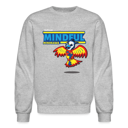 Mindful Minokawa Character Comfort Adult Crewneck Sweatshirt - heather gray