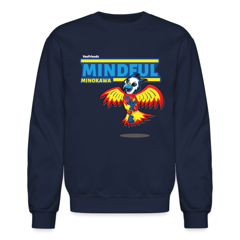 Mindful Minokawa Character Comfort Adult Crewneck Sweatshirt - navy