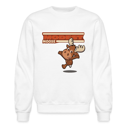 Modest Moose Character Comfort Adult Crewneck Sweatshirt - white