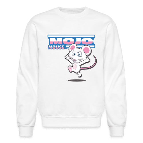 Mojo Mouse Character Comfort Adult Crewneck Sweatshirt - white