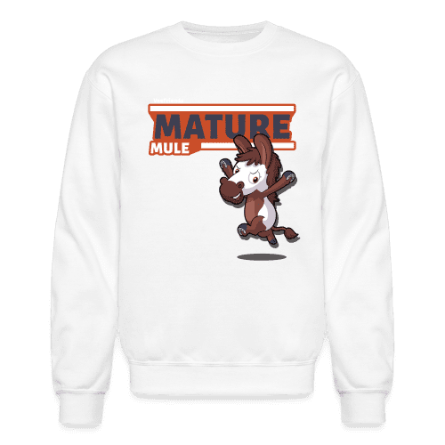 Mature Mule Character Comfort Adult Crewneck Sweatshirt - white