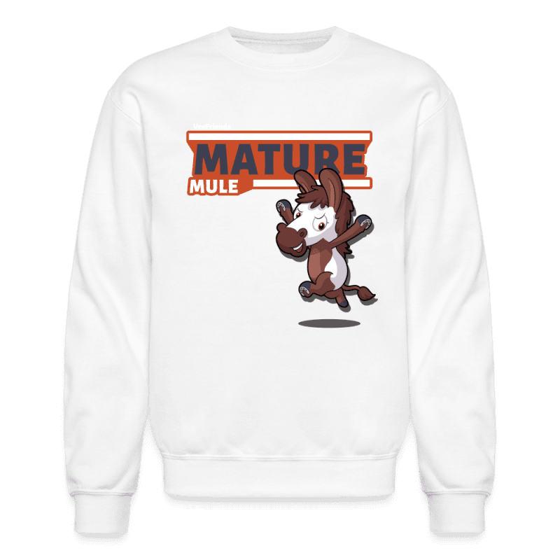 Mature Mule Character Comfort Adult Crewneck Sweatshirt - white