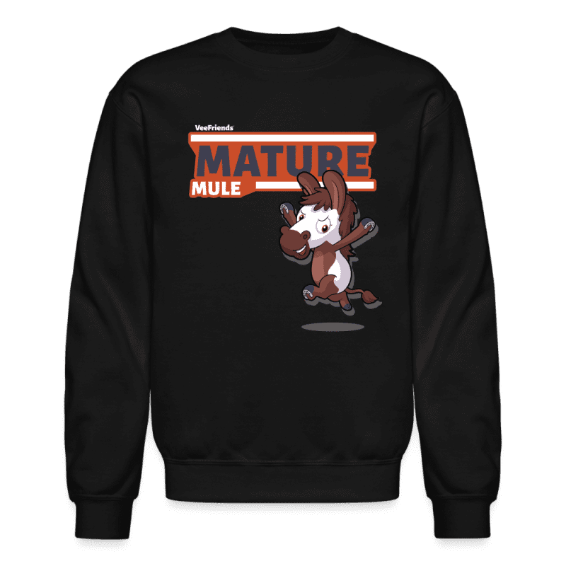 Mature Mule Character Comfort Adult Crewneck Sweatshirt - black