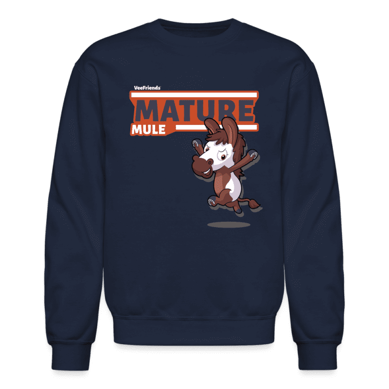 Mature Mule Character Comfort Adult Crewneck Sweatshirt - navy