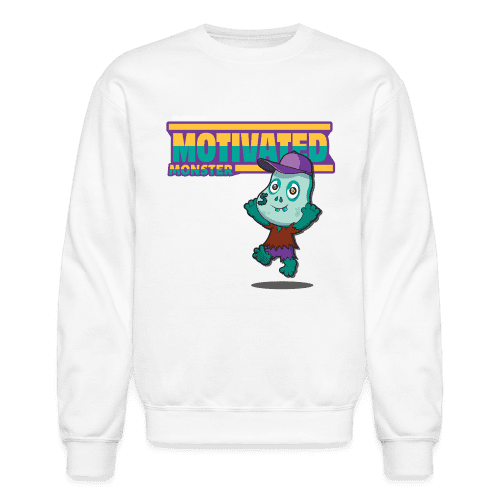 Motivated Monster Character Comfort Adult Crewneck Sweatshirt - white