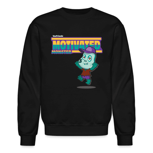 Motivated Monster Character Comfort Adult Crewneck Sweatshirt - black