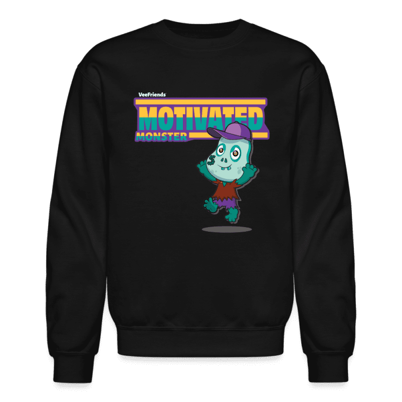 Motivated Monster Character Comfort Adult Crewneck Sweatshirt - black