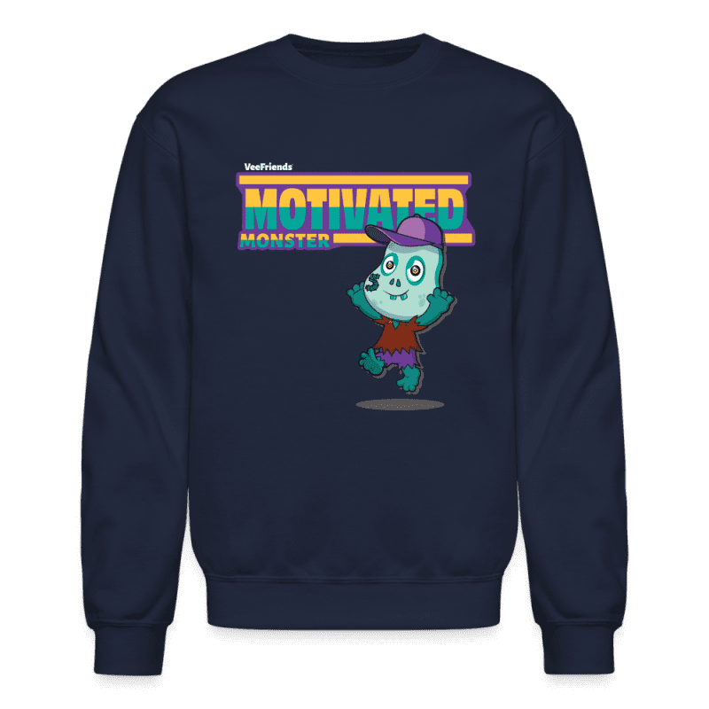 Motivated Monster Character Comfort Adult Crewneck Sweatshirt - navy