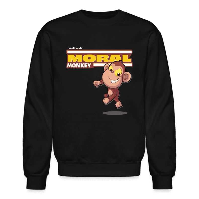 Moral Monkey Character Comfort Adult Crewneck Sweatshirt - black