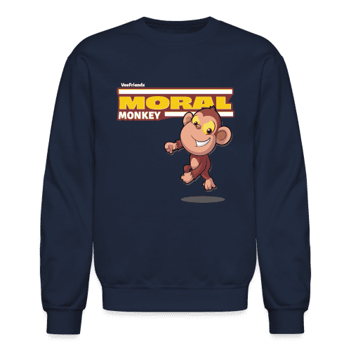 Moral Monkey Character Comfort Adult Crewneck Sweatshirt - navy