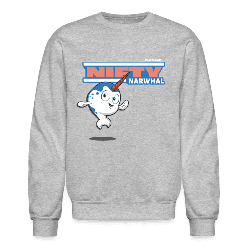 Nifty Narwhal Character Comfort Adult Crewneck Sweatshirt - heather gray