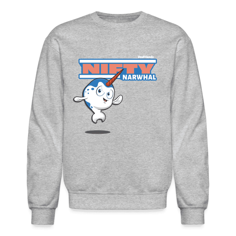 Nifty Narwhal Character Comfort Adult Crewneck Sweatshirt - heather gray