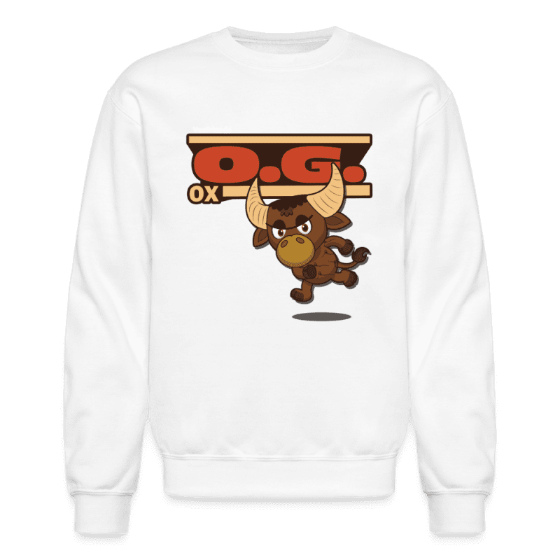 O.G. Ox Character Comfort Adult Crewneck Sweatshirt - white