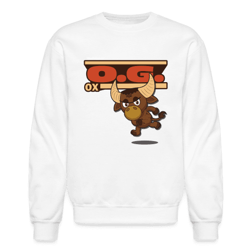 O.G. Ox Character Comfort Adult Crewneck Sweatshirt - white