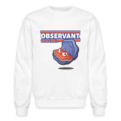 Observant Oyster Character Comfort Adult Crewneck Sweatshirt - white