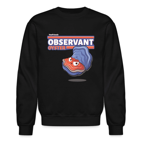 Observant Oyster Character Comfort Adult Crewneck Sweatshirt - black