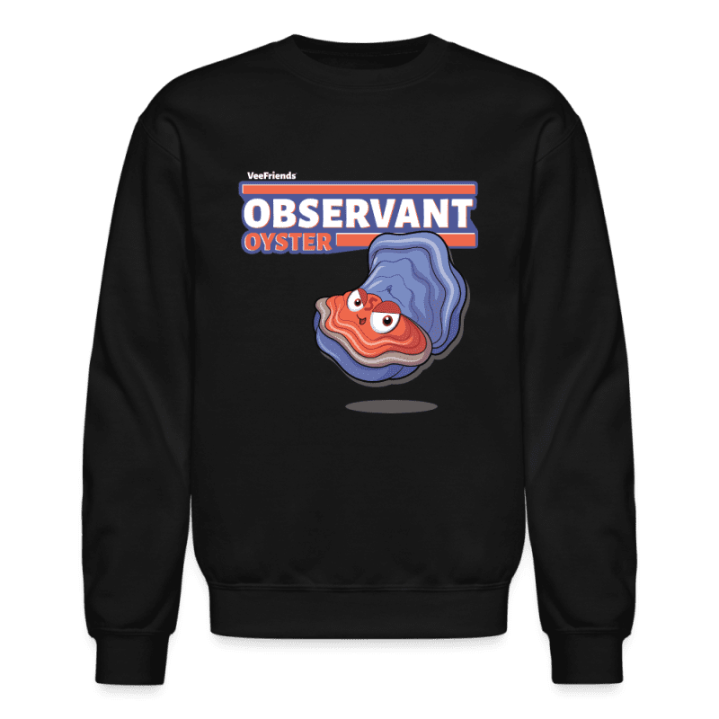 Observant Oyster Character Comfort Adult Crewneck Sweatshirt - black